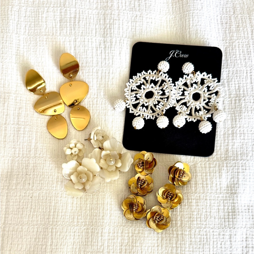 J. Crew Gold and Cream Earring Bundle
